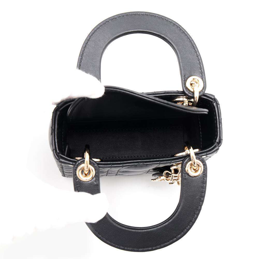 Christian Dior Lady Dior Cannage Micro Lambskin Handbag Black - Picture 6 of 9
